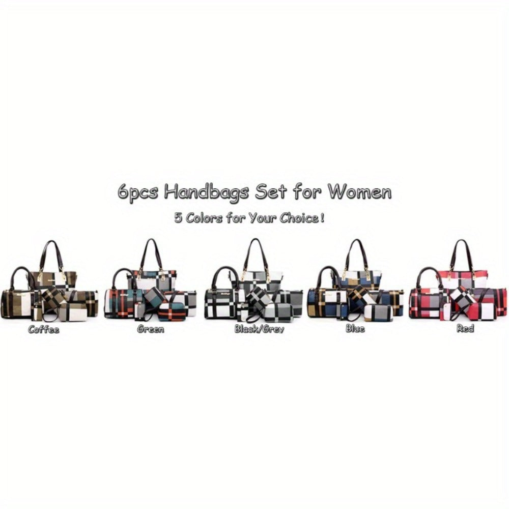 6pcs Womens Handbags Tote Bags Shoulder Bag Purses Satchel Bag Top-Handle Handbag Crossbody Bag Wallet Clutch