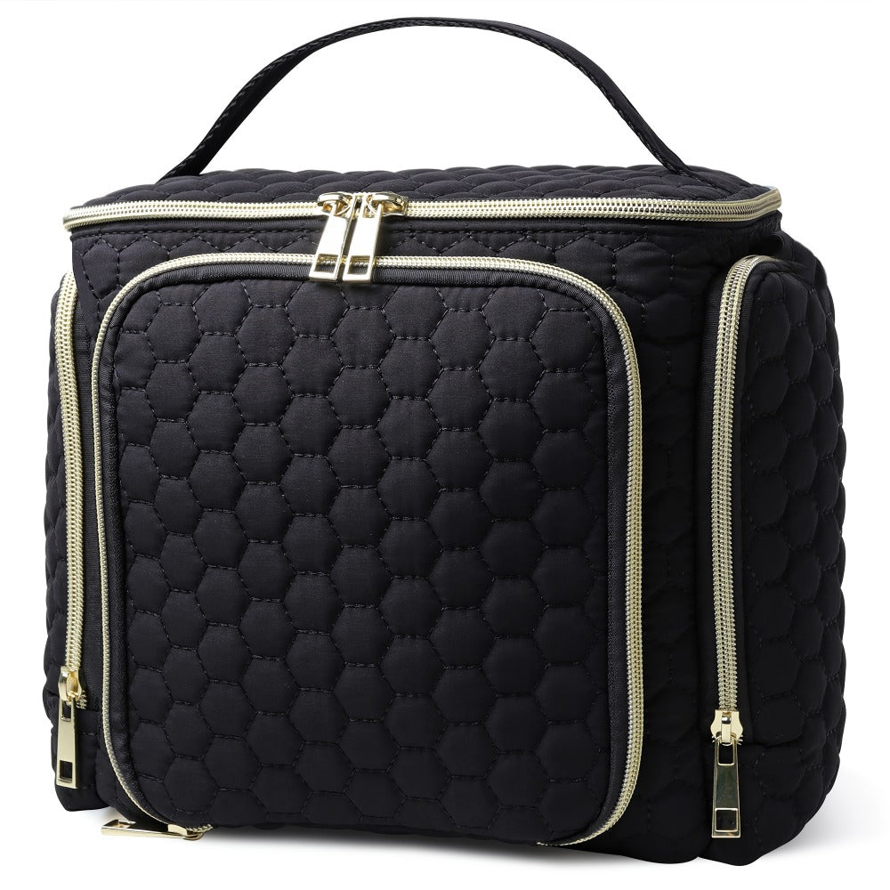 Crossbody Cosmetic Bag, Portable Cosmetic Bag, Multi-pocket Cosmetic Storage Bag, Toiletry Bag, Dry and Wet Separation Toiletry Bag, Large-capacity Travel Toiletry Multi-function Bag, Pink and Black Cosmetic Bag