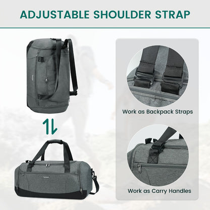Large Capacity Travel Duffel with Shoe Compartment & Wet Pocket - Heavy-Duty Gym, Weekend, Overnight Backpack - Adjustable Strap, Spacious Interior - Durable Polyester Suitcase Replacement for Men & Women - Ideal for Business, Vacation, Sports