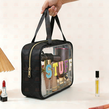 Essential for Viewers, This PVC And Portable Makeup Bag Features The Word 'STUFF' in Eye-Catching Embroidered Letters. It'S a Fantastic Storage Solution for Sports Events And Concerts