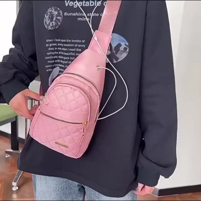 Introducing a New Women'S Fashion Chest Bag, Which Can Also Be Used As a Shoulder Or Messenger Bag. It Features a Diamond Pattern, an Adjustable Shoulder Strap, And a Zipper Design. This Bag Is Perfect for Convenient Travel