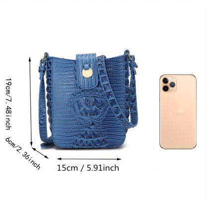 Crocodile Embossed Women's Synthetic Leather Satchel Purse- Elegant Women's Crossbody Bag with Secure Zip Closure & Durable Polyester Lining