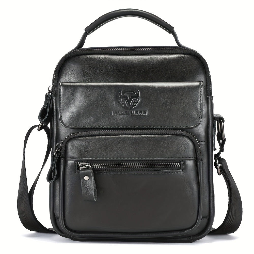 LEBULLBRO 100% Genuine Leather Men's Top Layer Cowhide Small Sling Bags, Shoulder Bags Crossbody Pouch Handbag