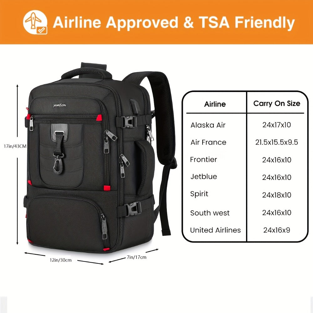 Airline Approved Carry On Backpack With Shoe & 17IN Laptop Compartment - Unisex Travel Backpack For Men & Women, Weekender Bag For Gym, College, Sport - Mochila De Viaje
