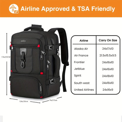 Airline Approved Carry On Backpack With Shoe & 17IN Laptop Compartment - Unisex Travel Backpack For Men & Women, Weekender Bag For Gym, College, Sport - Mochila De Viaje