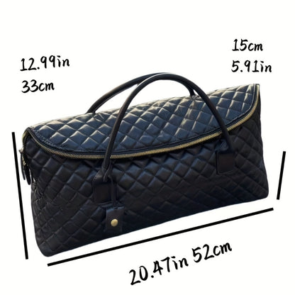 [Quilted Handbag] Hot Trendy Retro Chic Black Quilted Handbag, Exquisite Golden Hardware And Lock Detail, Large Capacity Versatile Bag for Women, Perfect for Daily Commute, Street Styling And Travel