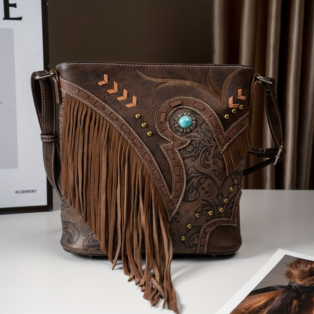 Western Style Women'S Fashion Tassel Crossbody Bag Handbag Women'S Wallet Rural Daily Use Shoulder Bag