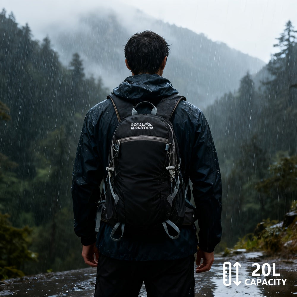 Men Women Hiking Backpack, Outdoor Camping Rucksack, 5.28gal Daypack with Rain Cover, Lightweight Travel Bag Durable for Weekend Getaway, Casual Daypack for Cycling Camping Running