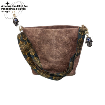 1pc Bohemian Geometric Strap Hobo Bag, Large Capacity Ethnic Crossbody Bag, Hamsa Hand/ Evil Eye Pendant, Women'S Retro Style Shoulder Bag For Best Birthday Gifts, Christmas And Valentine'S Day Gifts