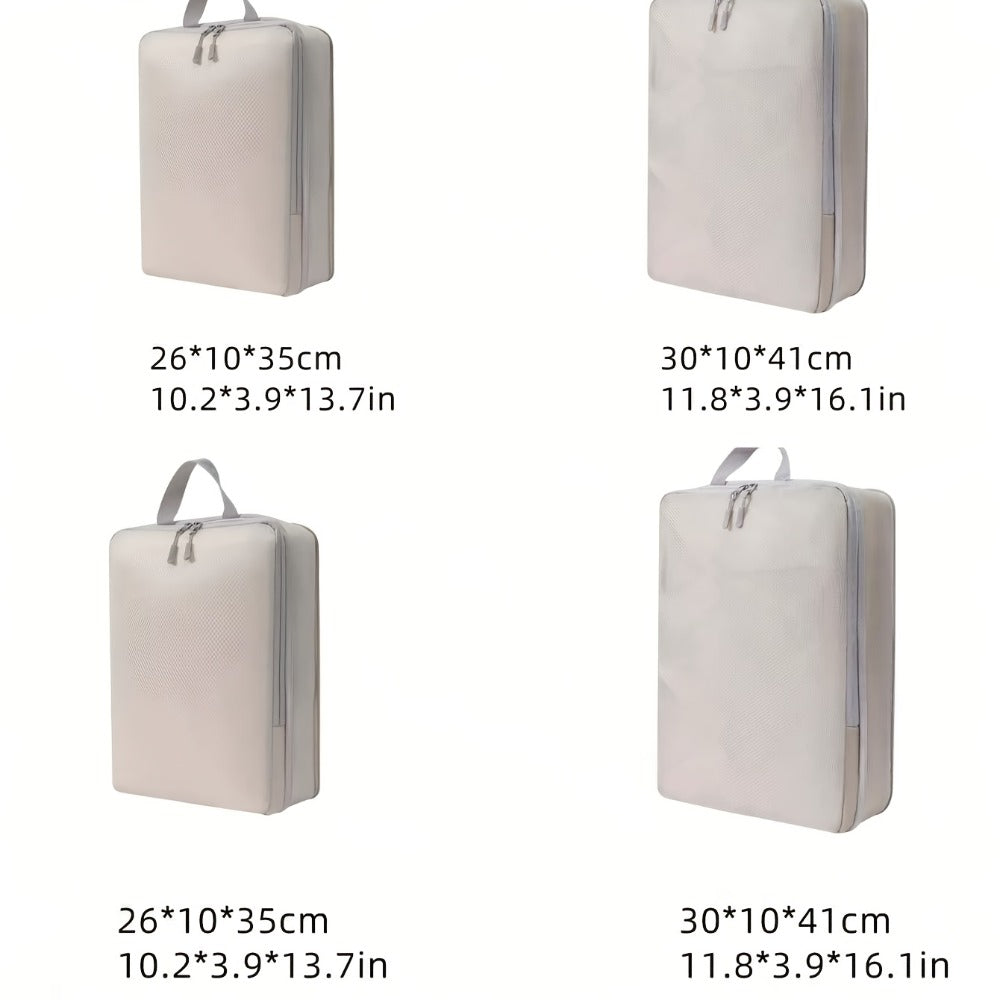 4pcs Set of Multi-functional Luggage Compression Packaging Boxes, Lightweight Travel Luggage Storage Bag Set with Shoe Bags, Expandable Luggage Storage Bag, Space-saving Must-have Accessories for Travel.