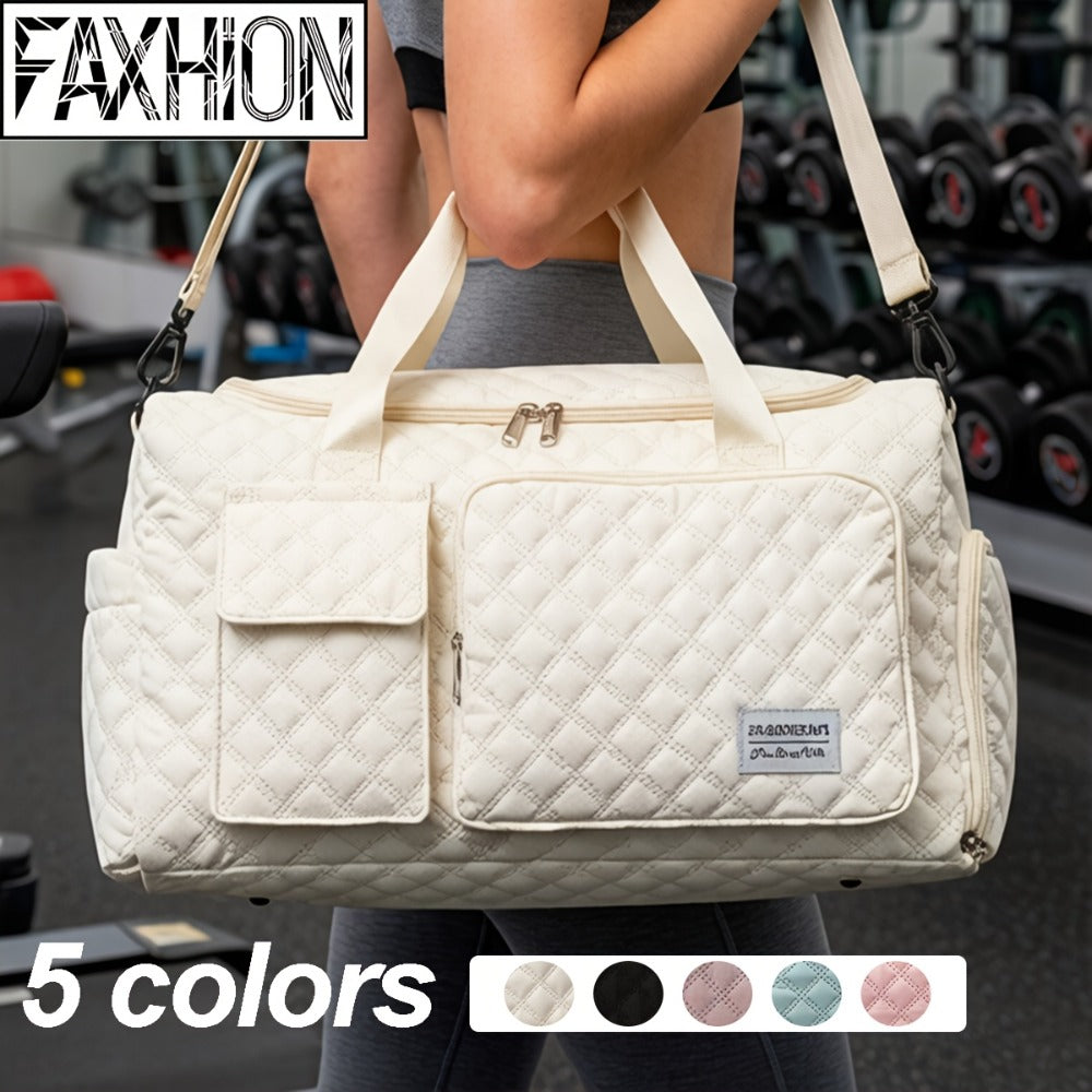 FAXHION Travel Gym Bag, Diamond Pattern, Portable Large Capacity, Sturdy And Durable, Can Be Carried by Hand Or Worn on The Shoulder, Easy And Stylish