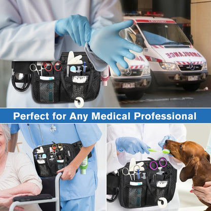 Nurse Belt Bag with Tape Holder, Multi Compartment Medical Gear Pocket Nursing Organizer Belt Bag, Apron Hip Bag Utility Waist Pack for Stethoscopes Bandage Scissors Medical Supplies