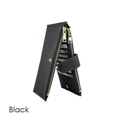 Bifold Multi Card Case Wallet with Zipper Pocket with RFID Blocking