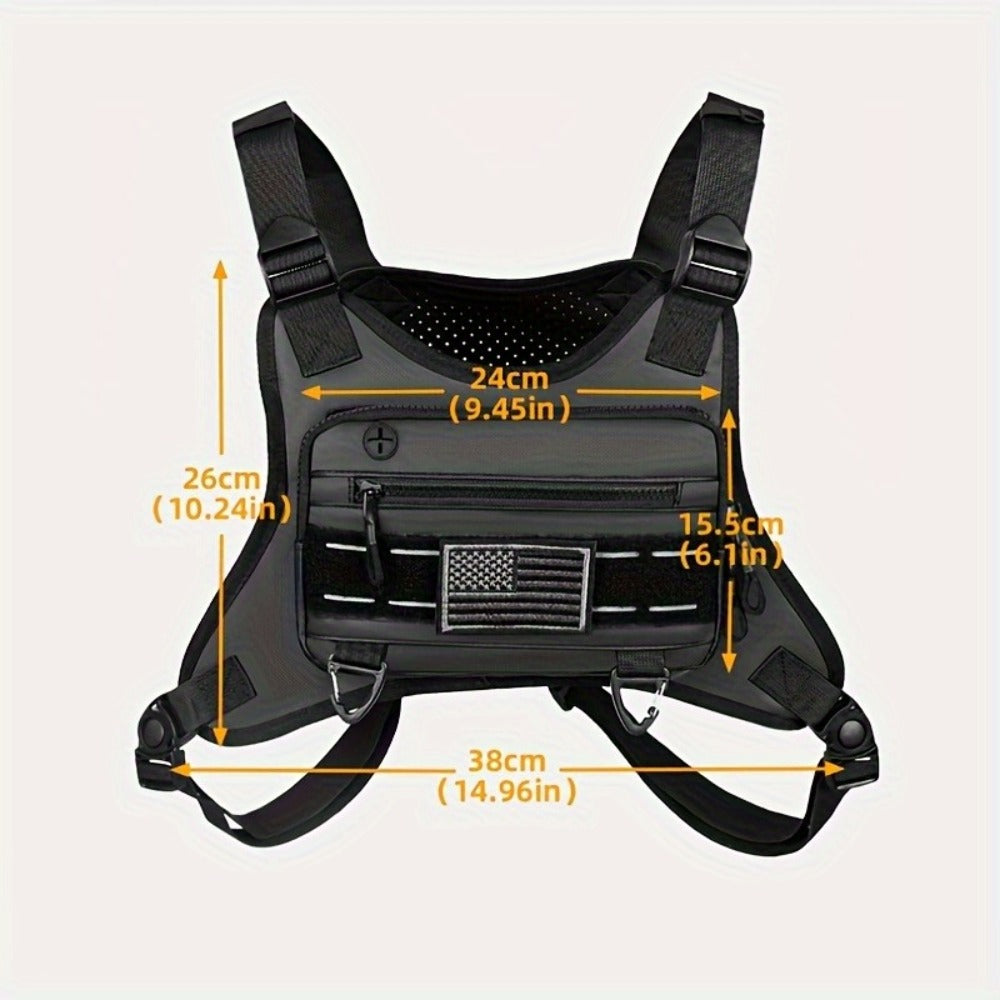 [Tactical Chest Bag] Men's Tactical Chest Bag - Lightweight Adjustable EDC Running Chest Pack - Multi-Pocket Outdoor Vest for Running, Hiking, Cycling & Exercise - EVA Breathable Material - Unisex Sports Chest Pouch for Outdoor Activities