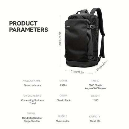 Air Travel Backpack, Sturdy 10.57gal TSA Approved Carry-On Luggage, Business Rucksack, Weekend Daypack, Accommodates 17.3 Inch Laptop