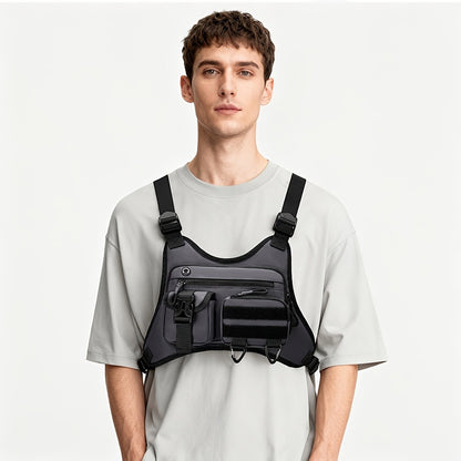 A Men's Multi Style Sports Chest Bag with Hollowed Out Design Tactical Backpack, Suitable for Multiple Scenarios