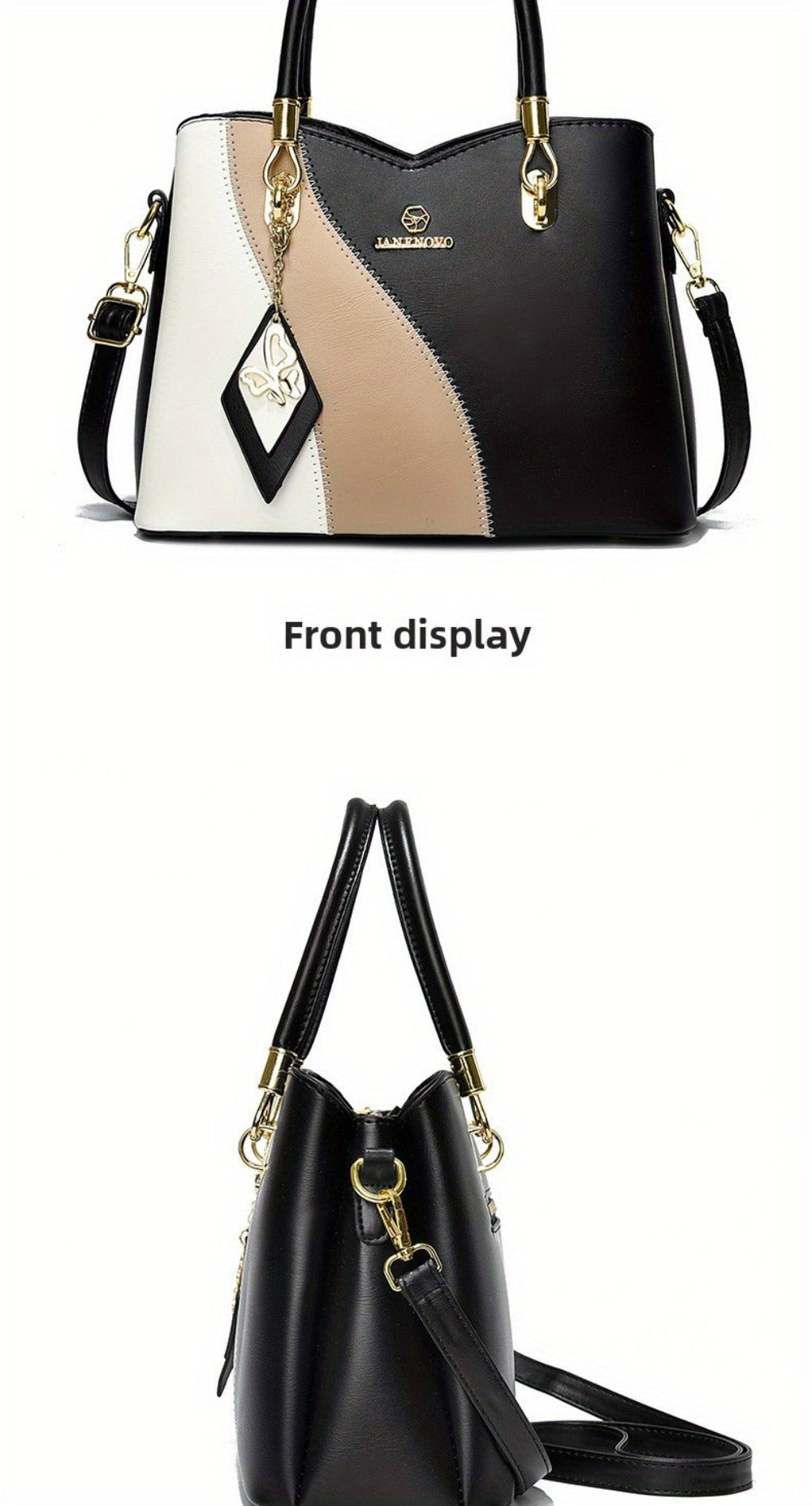 Women's Handbag – Large Capacity, Colorblock Satchel Large Capacity Faux | Bag Vero – detail view 19