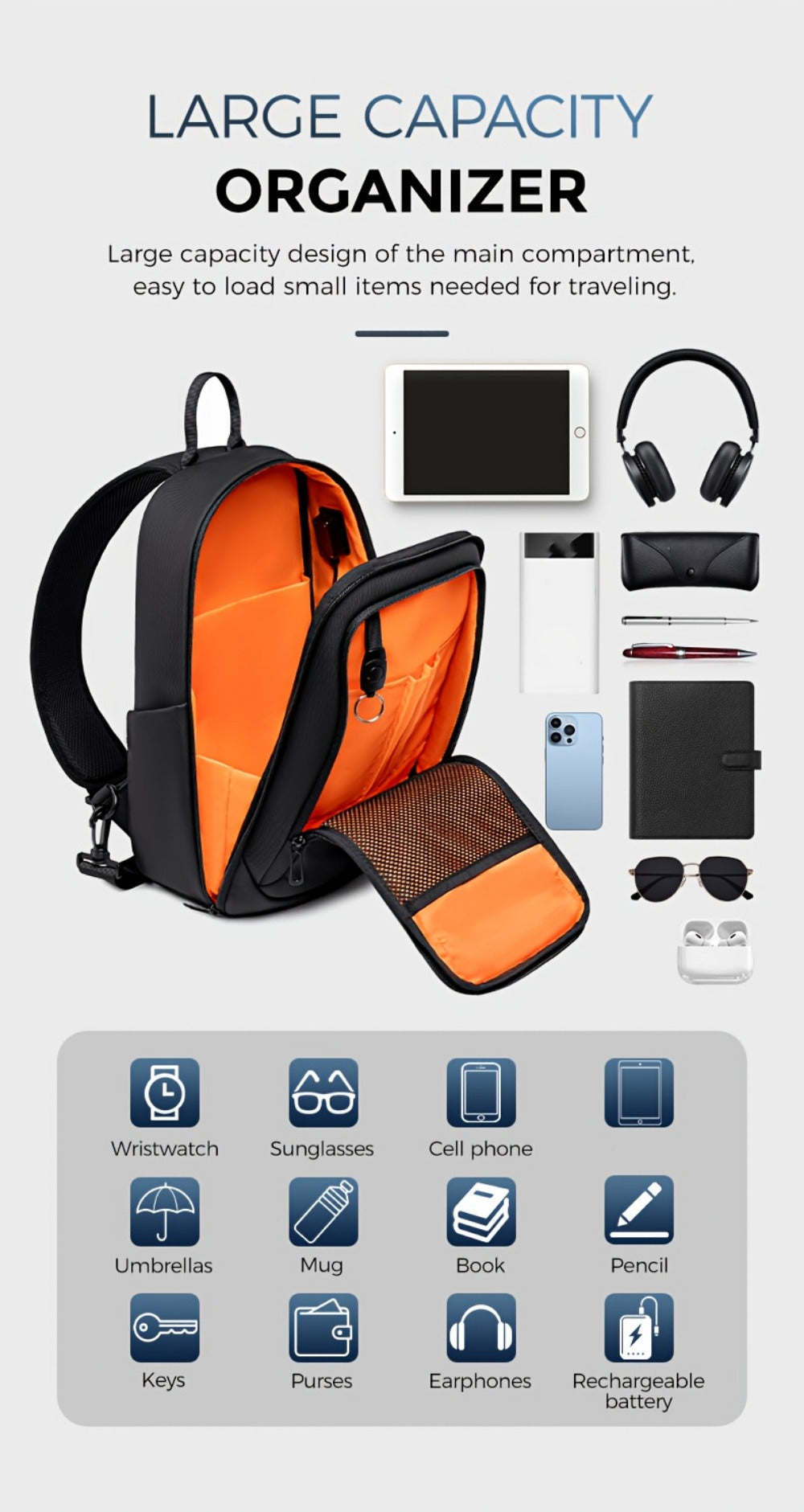 Sling Bag – 9.7 Inch, Compact, for Travel | Bag Vero – detail view 15