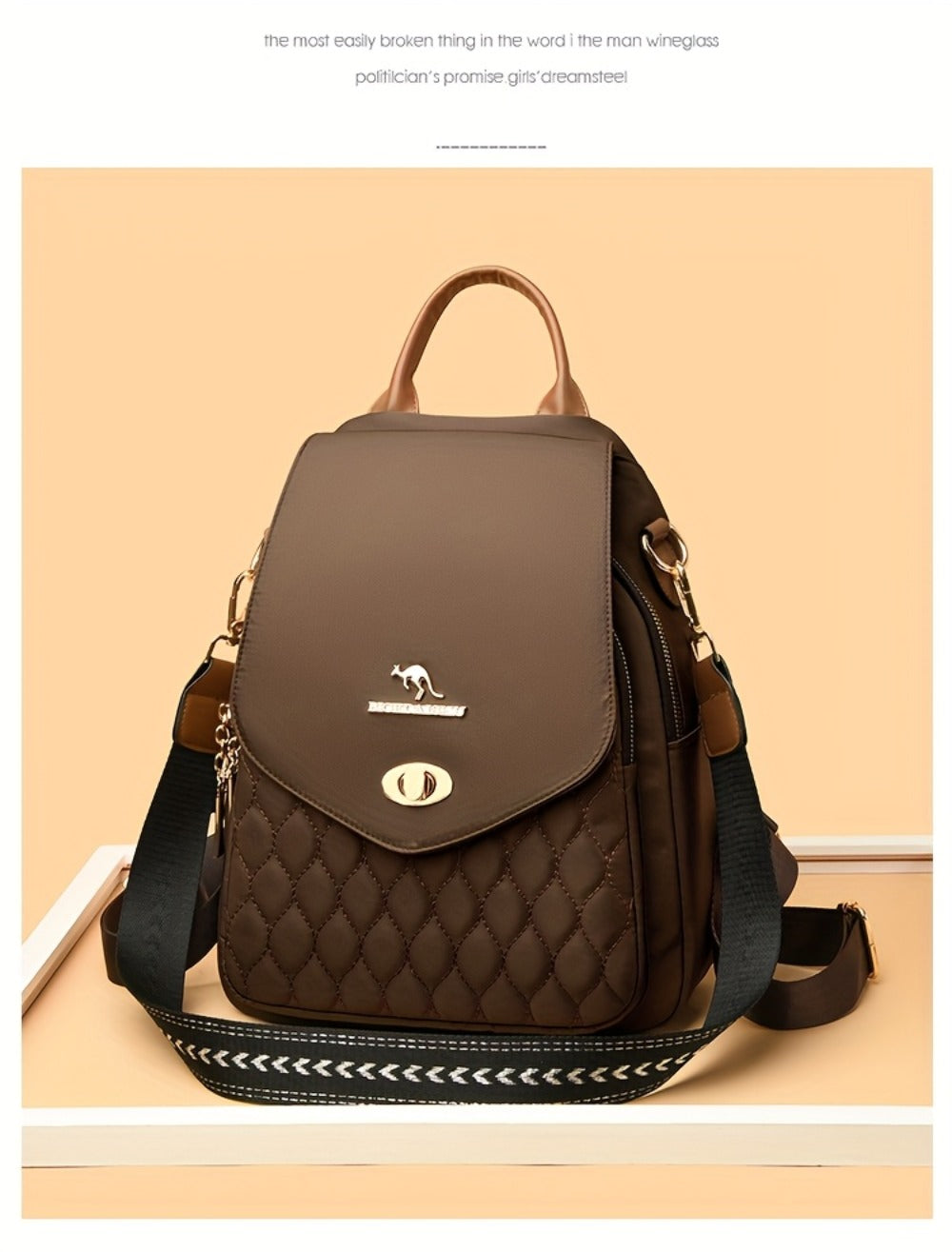 Trendy Urban Fashion Women'S Backpack - High-grade Texture And Pattern Design, Elegant And Practical, Golden Hardware Embellishment, Suitable For Commuting, Leisure, Travel, Ideal Holiday Gift