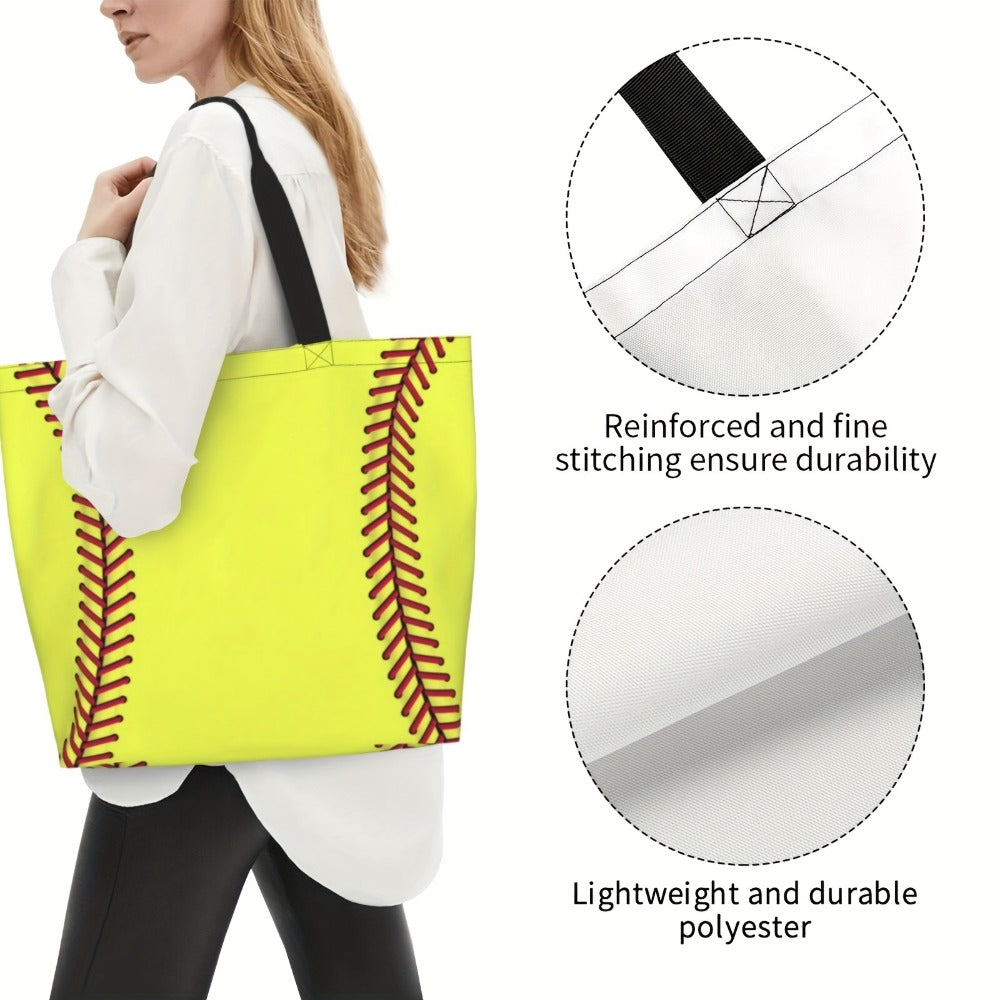 Woman Softball Tote Handbag Large Oversize Casual Sports Softball Mom Beach Travel Bag