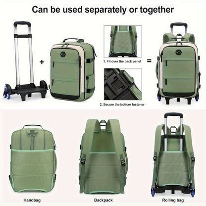 Backpack with Six Wheels, Designed for Business And Travel Commuting, Can Be Taken on Board, Features a Compartment for Laptops, Fits 17-Inch Laptops, Suitable for Adults