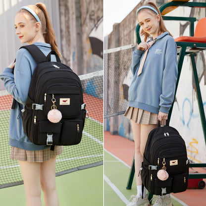 ALLC- Student Backpack -3pcs- Women'S Backpack With Lunch Bag And Pen Bag 15.6 "Laptop Backpack College Backpack Cute Backpack For Men'S Backpack For Women College Students, Black, Laptop Backpack