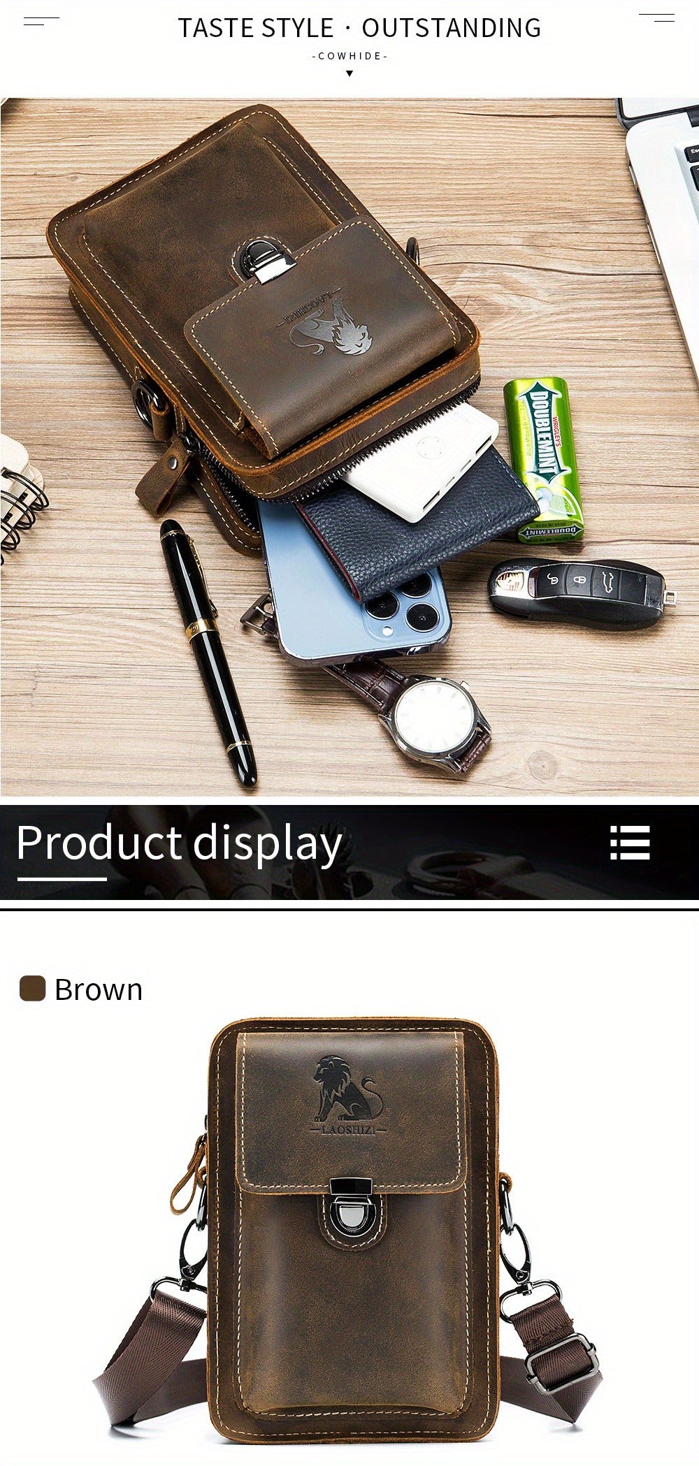 Waist Bag – Genuine Leather, Genuine Leather Waist Vintage Cowhide | Bag Vero – detail view 19