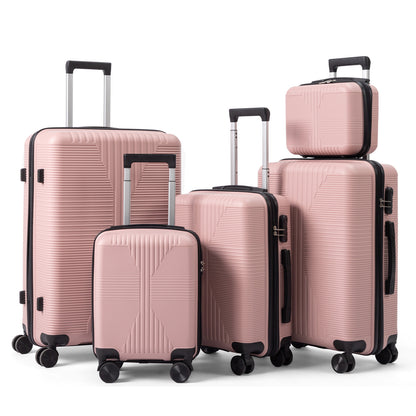 5-Piece Luggage Set Suitcases with Lock, 12/16/20/24/28 Inch Lightweight Trolley Case, Durable PP Material for Men Women, Ideal for Travel & Long Journeys