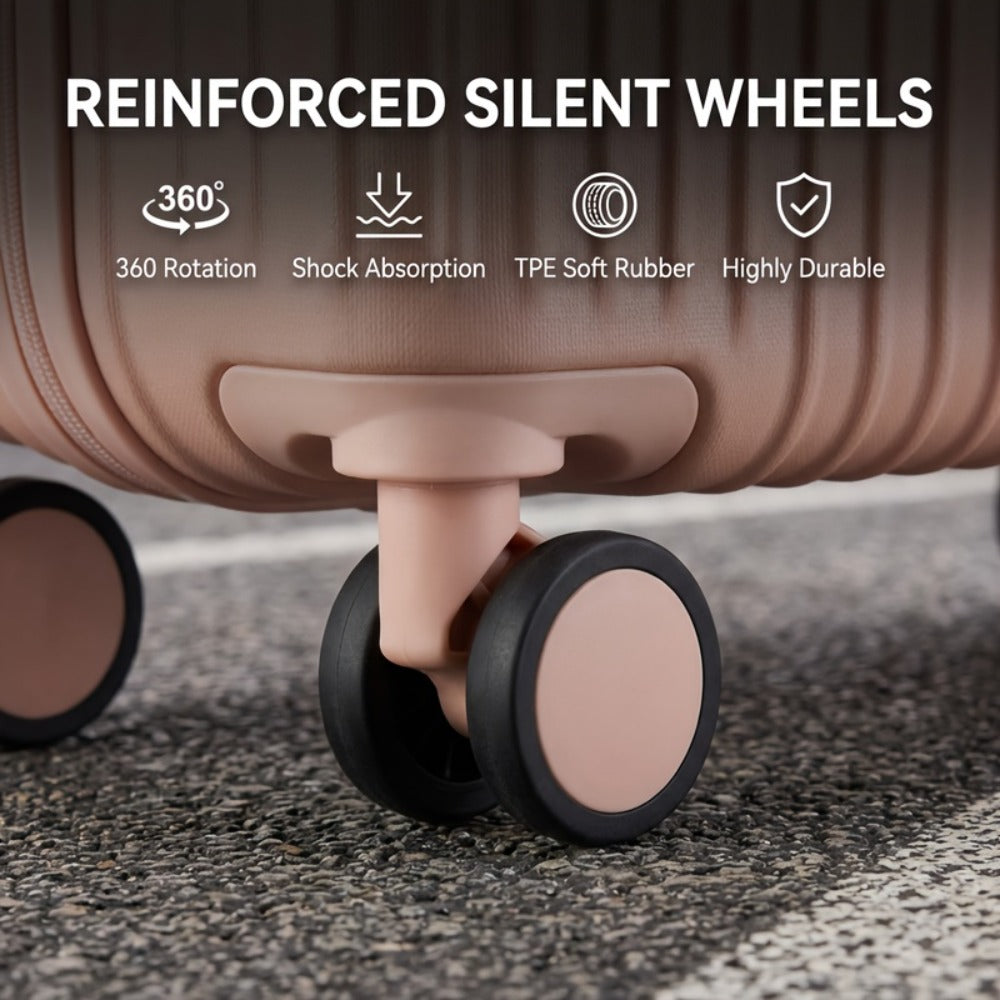 Lightweight Carry-On Suitcase Available in 20, 24, And 28 Inches, Featuring 360° Multi-Directional Wheels And a Combination Lock, with Checked Luggage Options in Pink for 24 And 28 Inches