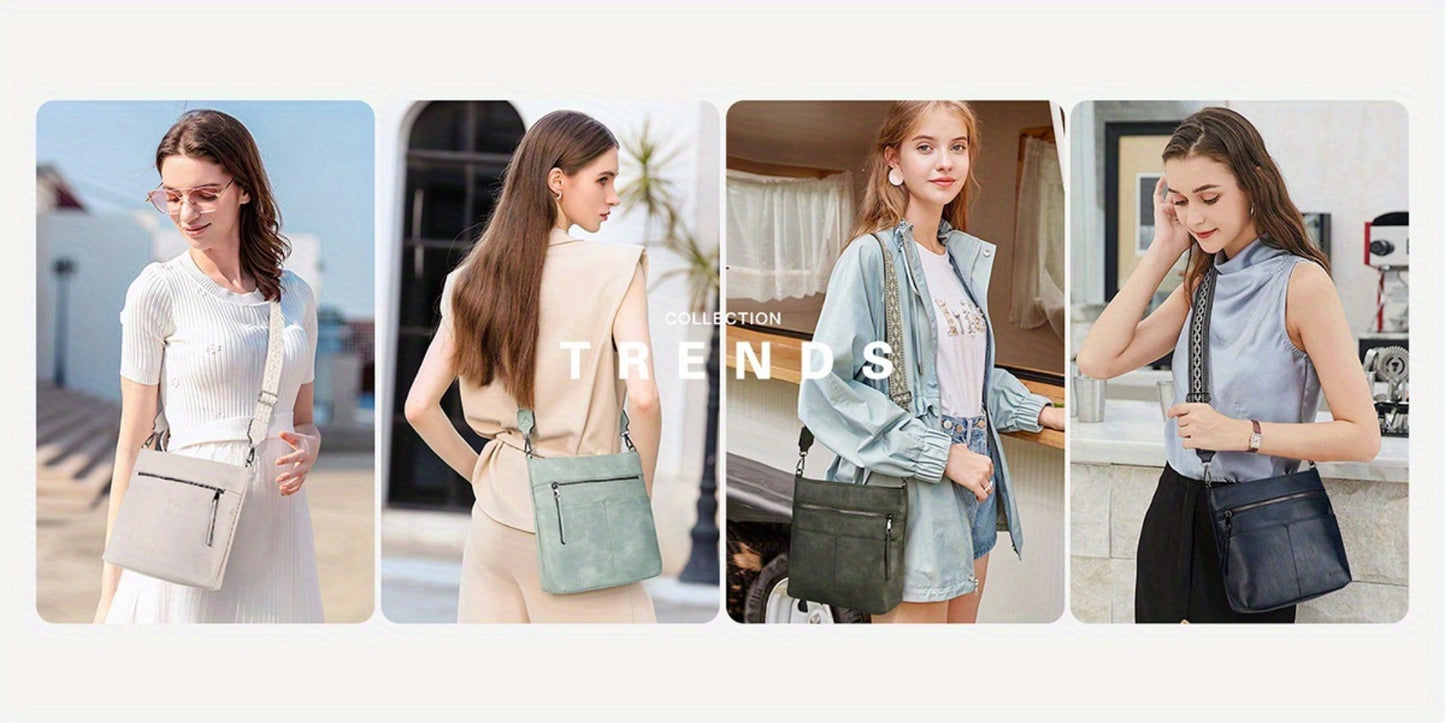 2025 New Fashion Large Capacity Retro Simple Solid Color PU Shoulder Bag Casual Daily Commuting Light Travel Practical Storage Ladies Single Shoulder Crossbody