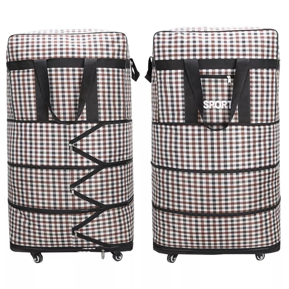32'' Expandable Rolling Wheeled Duffle Bag Spinner Suitcase Foldable Luggage Expandable Black Blue Green Lattice