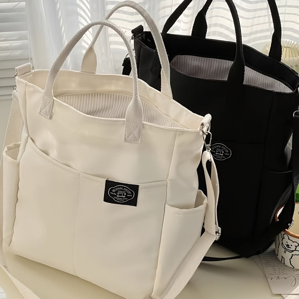 Large-capacity Elegant Hand-held Tote Bag for Ladies - A Lightweight And Spacious Single-shoulder Bag with A Zipper Closure And A Fixed Rope Handle, Suitable for Travel And Vacation. White/black/blue/green, Travel Handbag | Casual Bag | Crossbody Bag