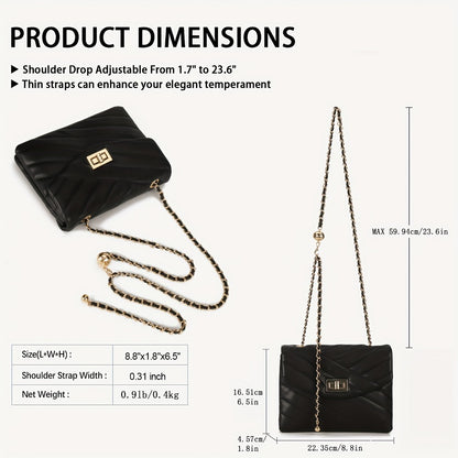New Fashion Diamond Lattice Soft Chain Bag, Leisure And Easy with Pure Color PU Ladies Daily Travel Crossbody Bag