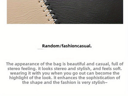 Colorblock Top-Handle Satchel Bag for Women - Faux Leather Purse with Zipper Closure, Large Capacity Shoulder Tote with Messenger Strap and Edge Paint Detail, Fashionable Handbag