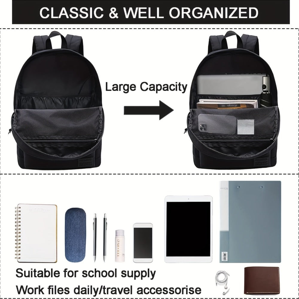 Classic Lightweight Backpack for School, Suitable for Laptops Ranging from 14 to 15.6 Inches, Designed for Men, Women, Teens, Girls, And Boys in College