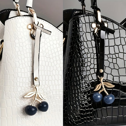 Crossbody Bag for Women – Faux Crocodile Texture Cherry Pendant | Bag Vero – detail view 30