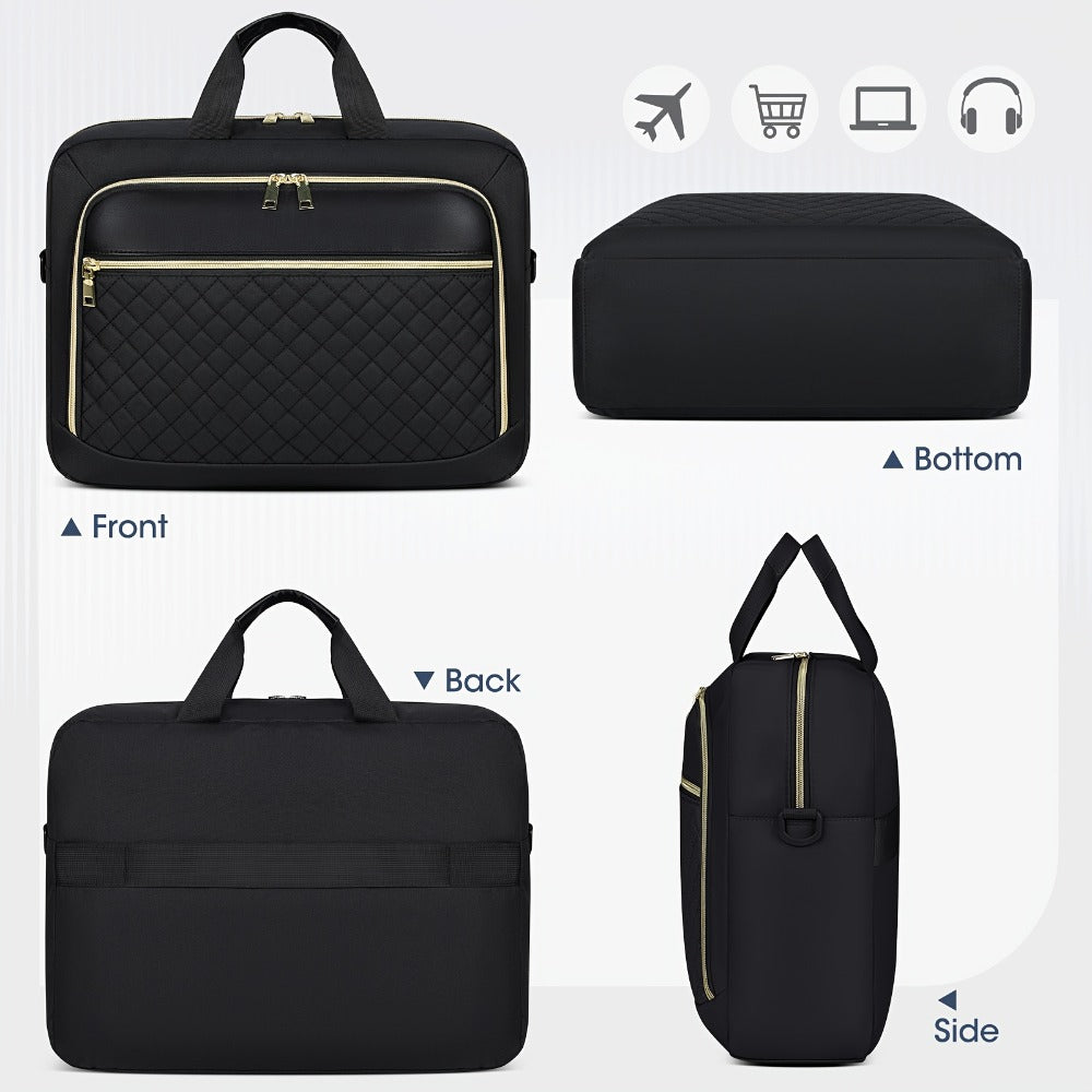NEWHEY 17.3-Inch Laptop Briefcase for Men And Women, Large Shoulder Messenger Bag for Business, Office, And College, in Black