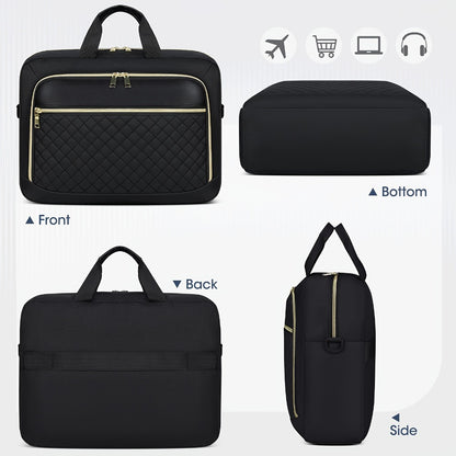NEWHEY 17.3-Inch Laptop Briefcase for Men And Women, Large Shoulder Messenger Bag for Business, Office, And College, in Black