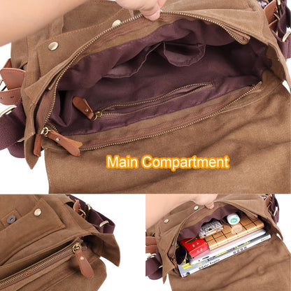 High-Quality Men'S Canvas And Leather Bags Suitable for Business, Travel, And Casual Use, Available in Khaki And Black, Known for Their Durability And Craftsmanship.