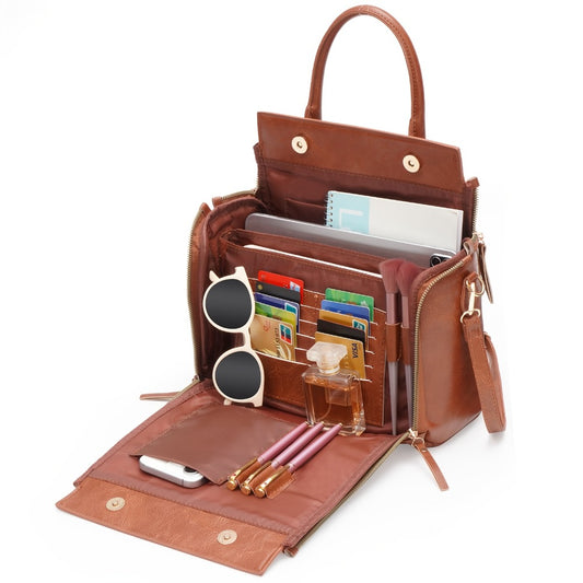 Women'S Vintage Tote Bag - Large Capacity Handbag with Multiple Pockets, Detachable Shoulder And Wrist Strap, Snap Closure, Fashion Accessory | Vintage Design | Polished Look