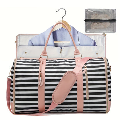 Convertible Garment Bag With Shoulder Strap, 4-in-1 Nylon Suit Travel Bag, Foldable Storage For Business Trips