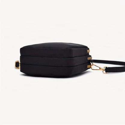 's Compact Crossbody Bag - Heart-Shaped Window with Golden Zipper, Adjustable Strap, Oxford Cloth Purse with Coin Pocket & Headphone Jack - Lightweight Everyday Bag for, Phone Purse for Travel, Work, School - Black Crossbody Bag with Butterfly Heart Print