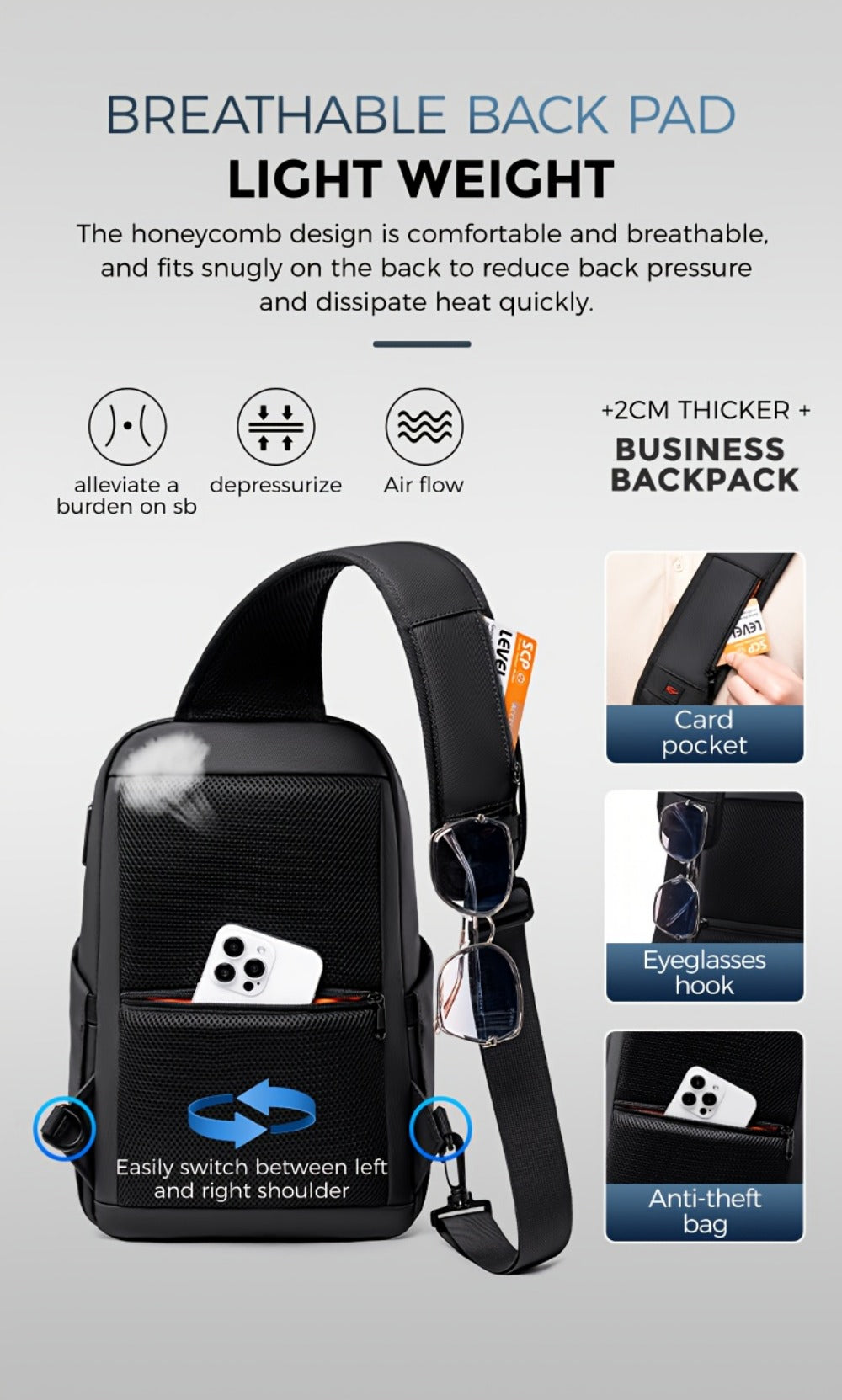 Sling Bag – 9.7 Inch, Compact, for Travel | Bag Vero – detail view 19