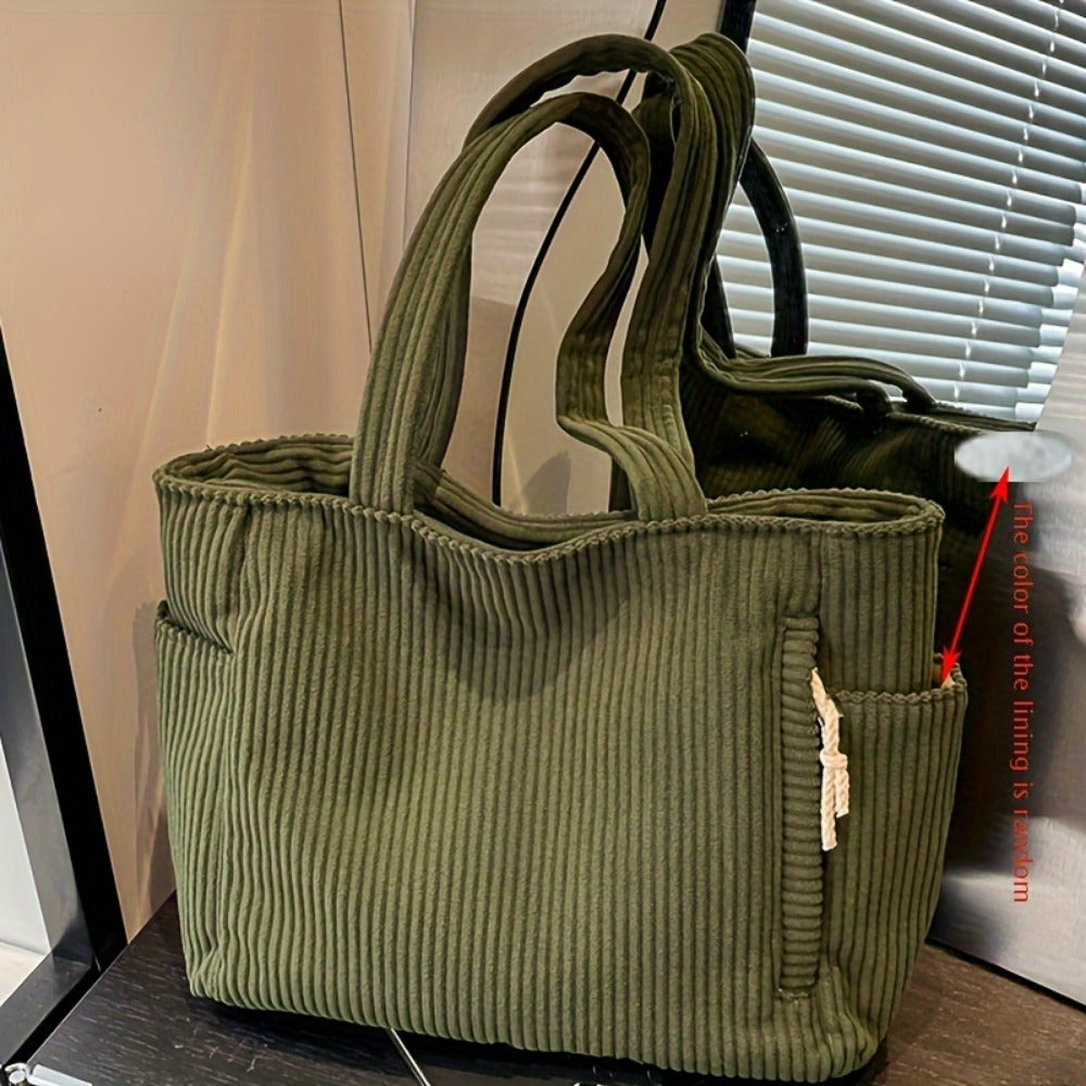 Tote Bag for Women – Corduroy, Lightweight, Large Capacity, for Work & Everyday Use | Bag Vero – detail view 9