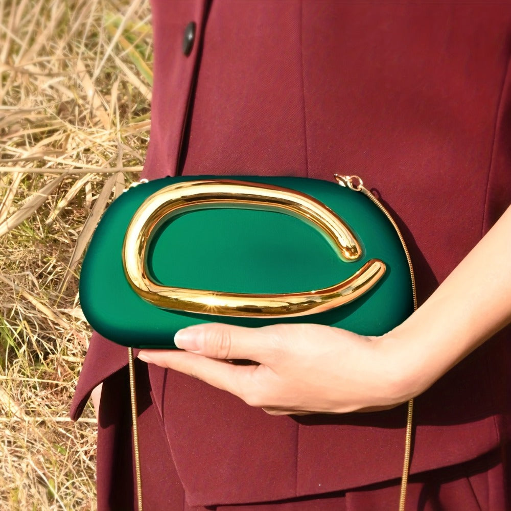Women's Wallet – Acrylic Evening Clutch Golden Metal | Bag Vero – detail view 25