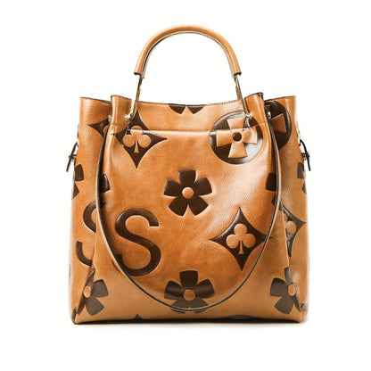 Elegant Flower Embossed Handbag, Fashionable Satchel Bag for Work, Classic All-Match Bag