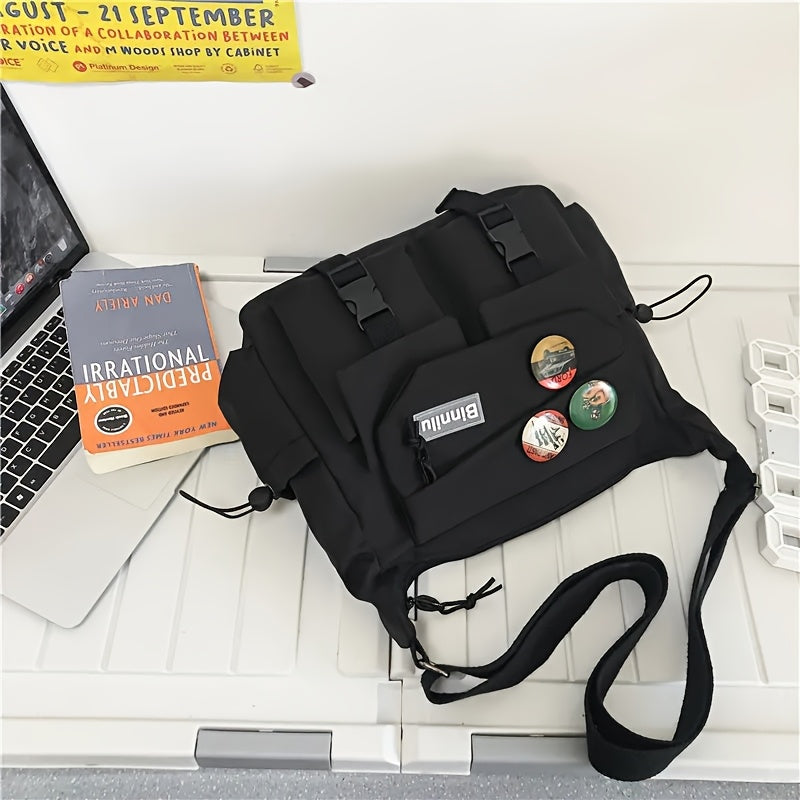 Crossbody Bag for Men And Women, Large Capacity Shoulder Bag, Casual Mailman Bag, Versatile Small Shoulder Bag (Badges And Pendants Not Included)