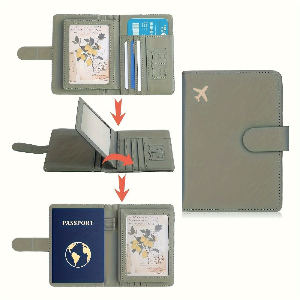 RFID Blocking -Theft Passport Holder Suitable for Women & Men - ic Closure Travel Wallet with Card Slots, Compact Passport Cover, -Skimming for Airports & Train Stations (Daily Use)