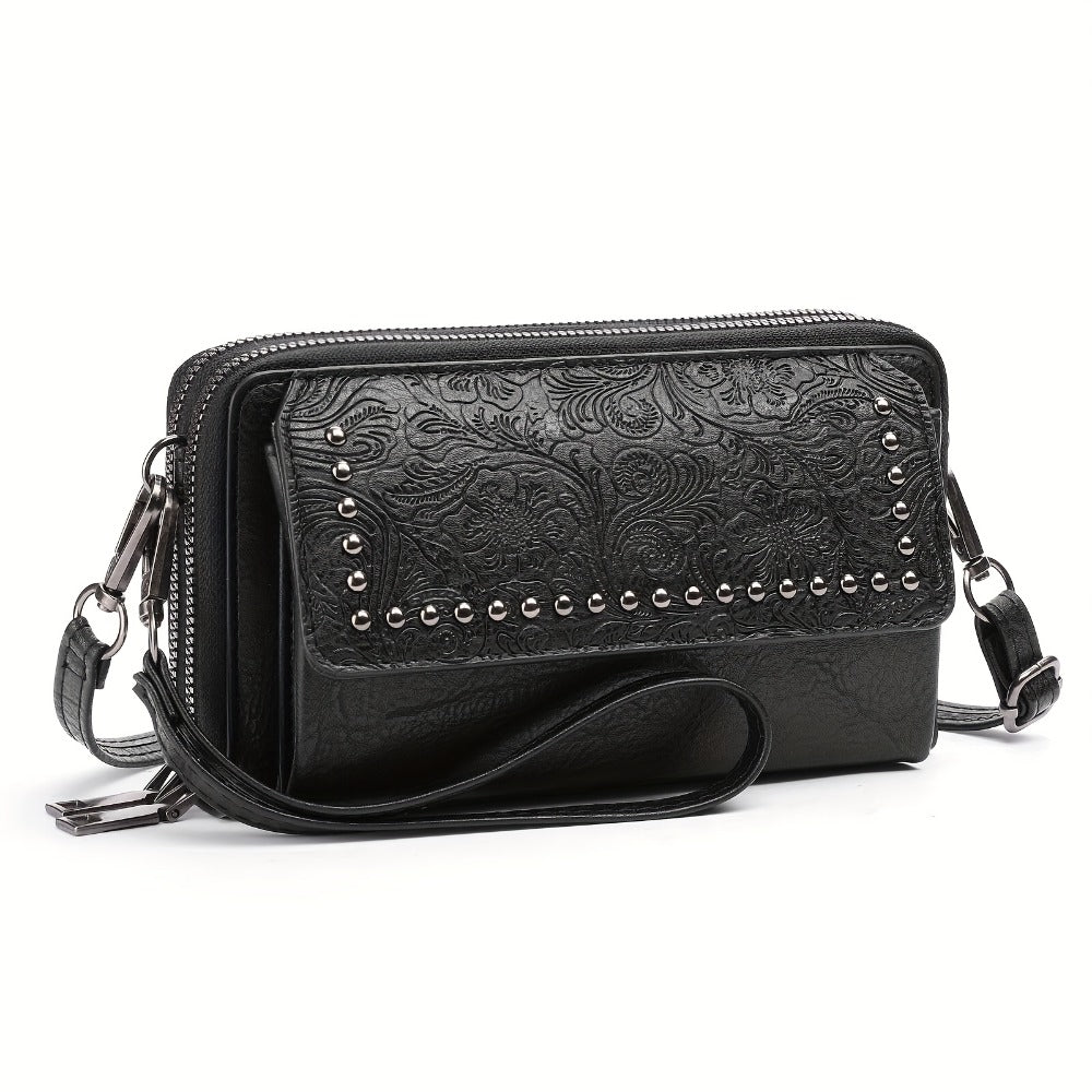 Phone Strap Crossbody Bag for Women, Small Genuine Leather Purse with 15 Card Slots & RFID Blocking, Wristlet Wallet for Summer Travel, Shoulder Bag for Daily Use