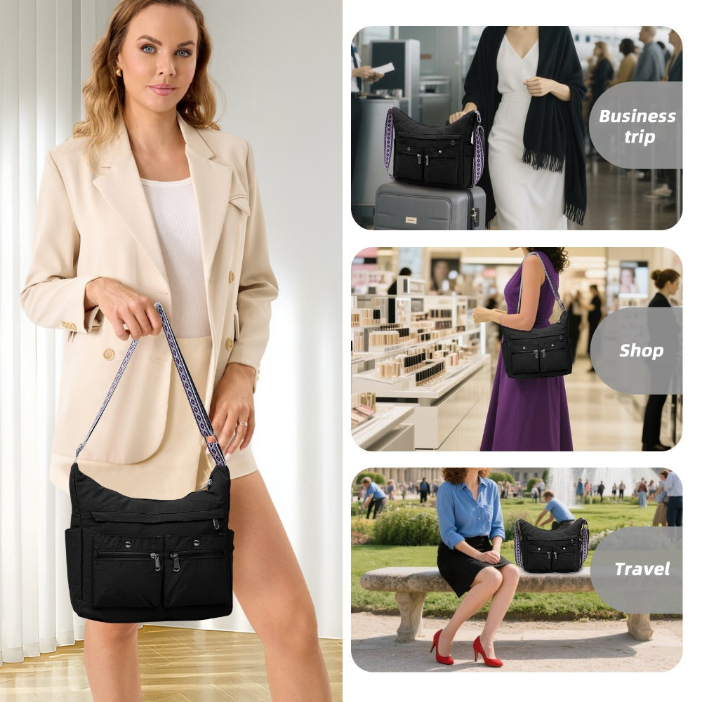 Nylon Crossbody Bag Set (2PCS) for Women and Men– Lightweight Waterproof Multi-Pocket Shoulder Bags, Lightweight Travel Purses, Casual Messenger Handbags for Daily Use, Work, Shopping, Outdoor